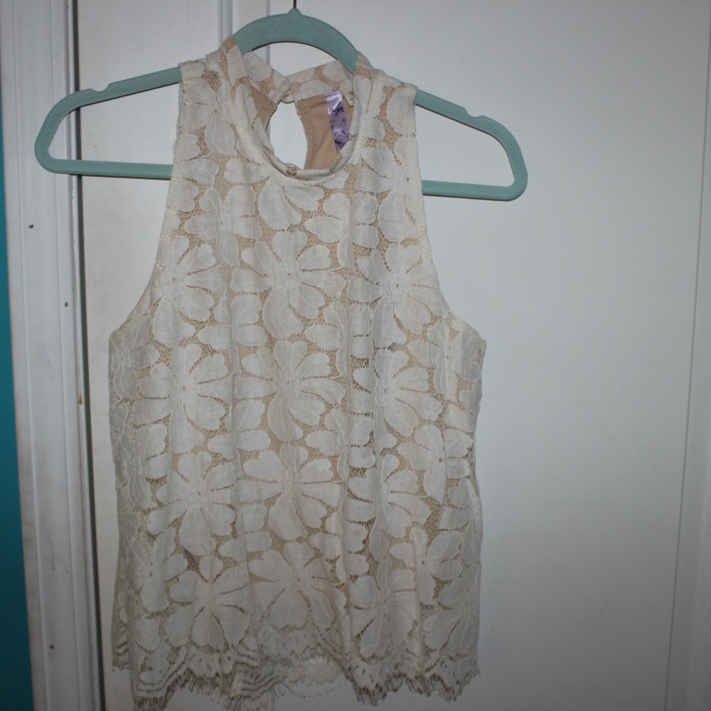 white Lacey flowery top